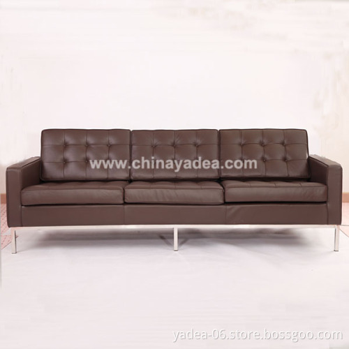 Furniture leather Florence Knoll three seater Sofa in office